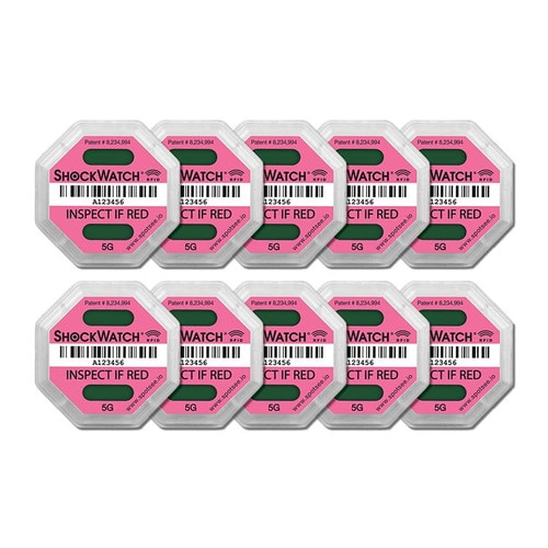 SpotSee ShockWatch 2 Impact Indicator 5G Pink Ring Label - 10 Pack