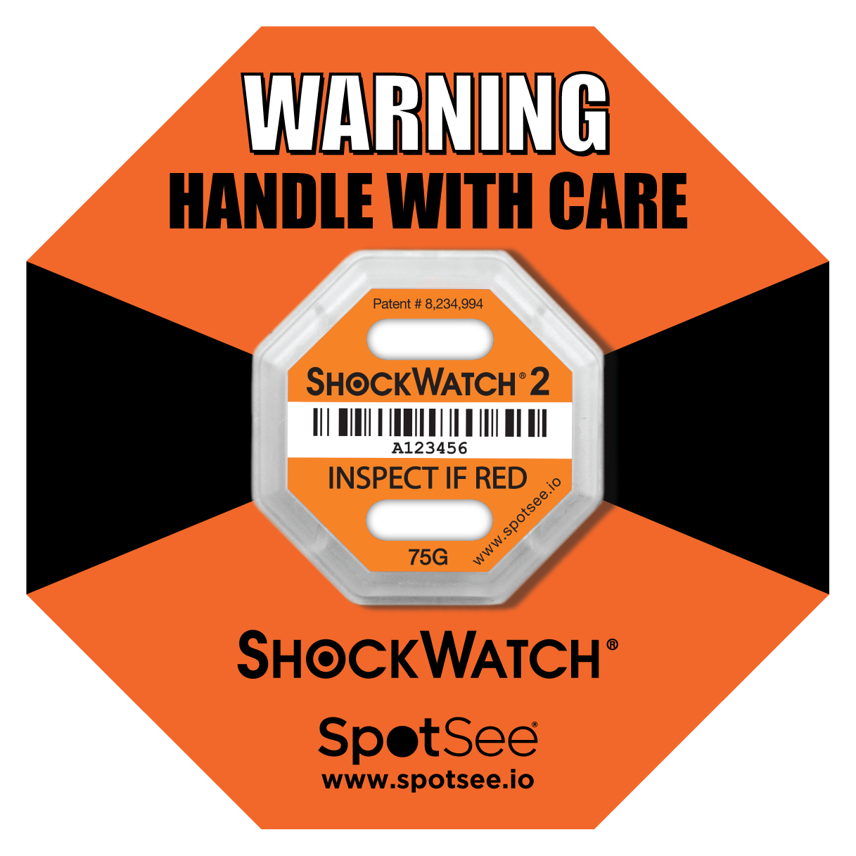 SpotSee | ShockWatch® 2 Indicator & Ring Label - 75G(Orange)